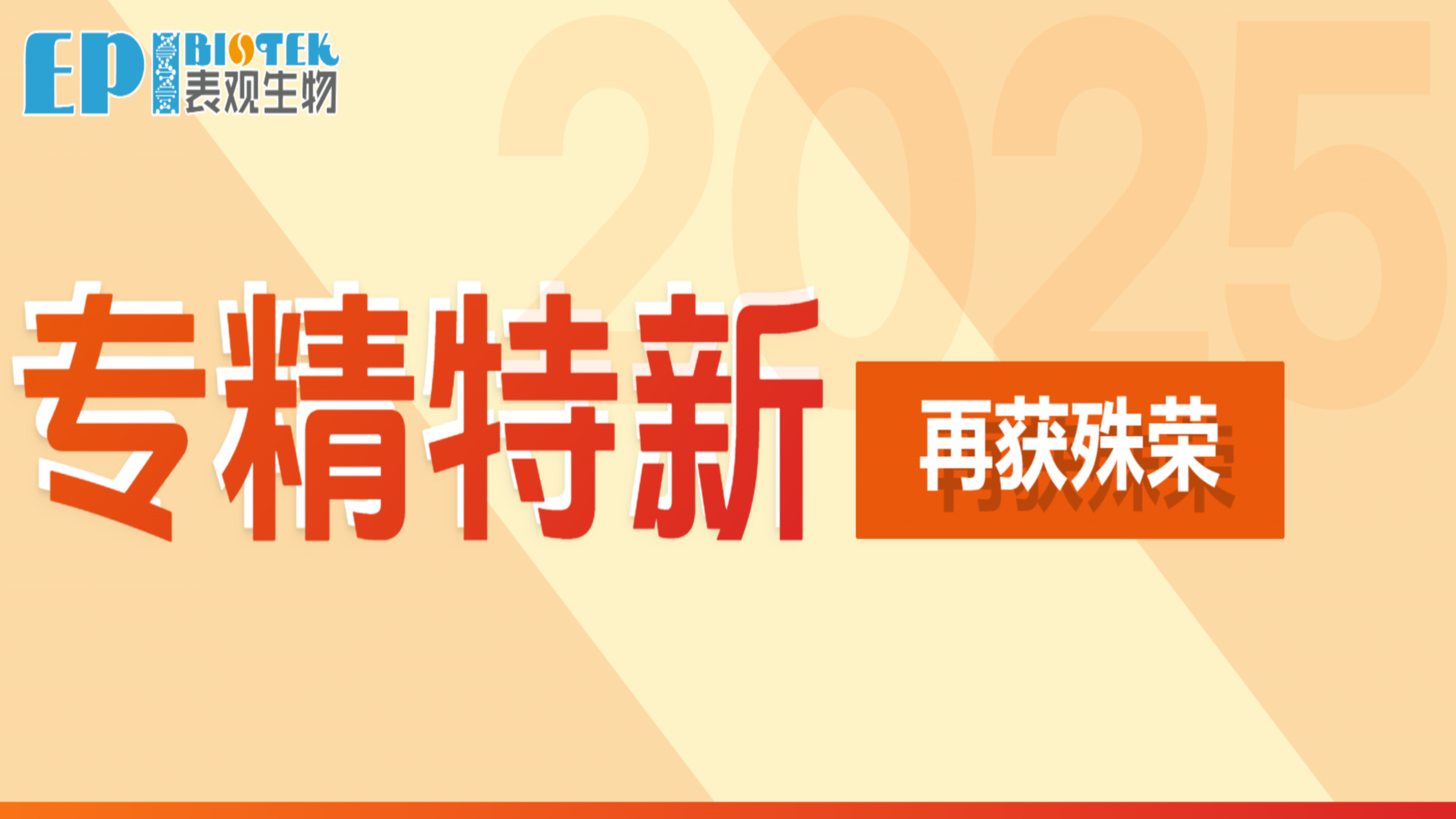 再获殊荣!表观生物通过 “2025年专精特新中小企业 ” 复核图